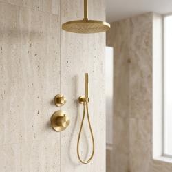 Aquanello Eterna Inbyggt termostatiskt duschset i PVD-guld med takarm 25 cm regndusch och handdusch ET-S-SET4-2-60
